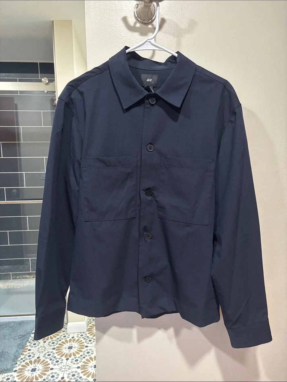 H&M Men's Dark Navy Lightweight Shirt Jacket